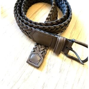 Men’s Leather Braided Belt Brown 38/95 Made In Guatemala Preppy casual nautical